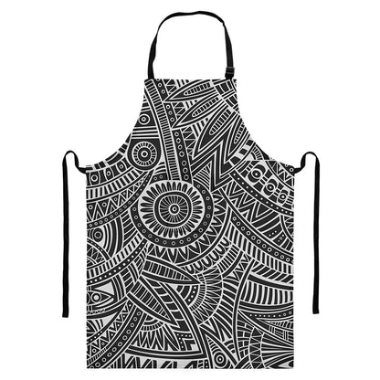 Hawaii Polynesian Tribal Print Bib Apron With Pocket