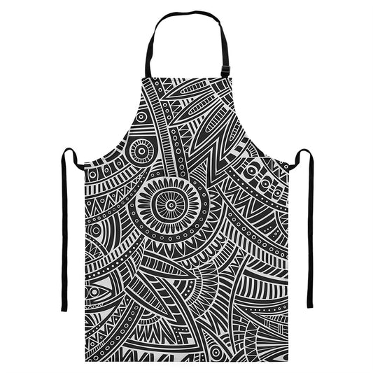 Hawaii Polynesian Tribal Print Bib Apron With Pocket