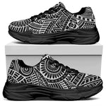 Hawaii Polynesian Tribal Print Black Chunky Shoes