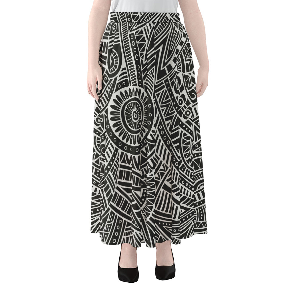 Hawaii Polynesian Tribal Print Chiffon Maxi Skirt