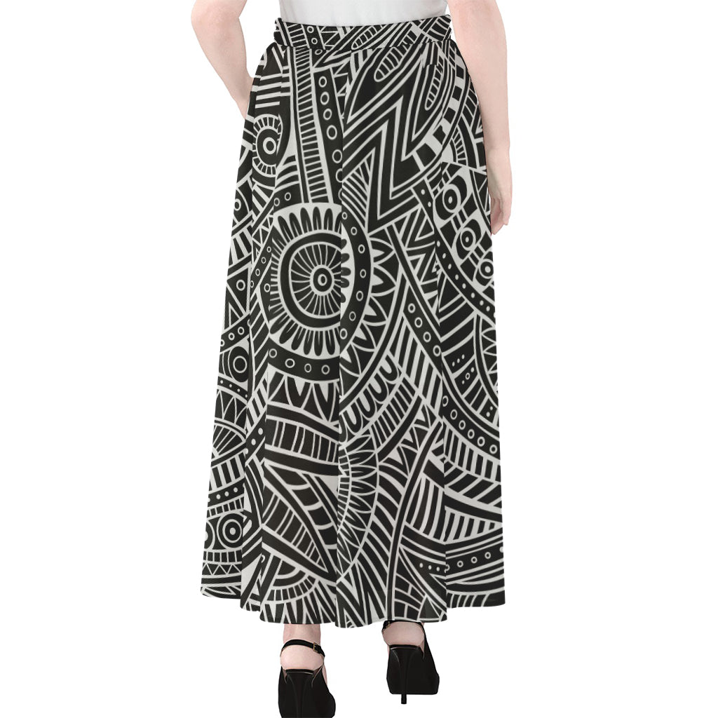 Hawaii Polynesian Tribal Print Chiffon Maxi Skirt