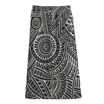 Hawaii Polynesian Tribal Print Cotton Front Slit Maxi Skirt