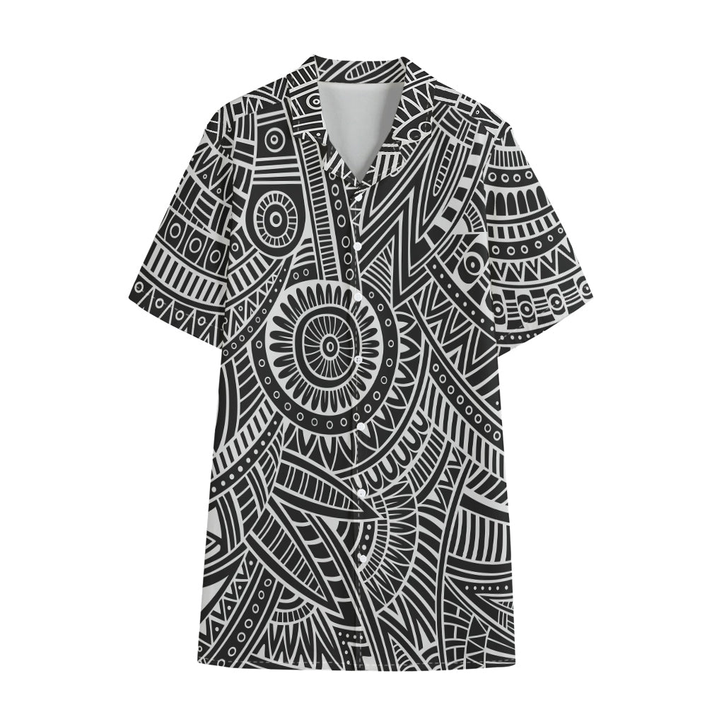 Hawaii Polynesian Tribal Print Cotton Hawaiian Shirt