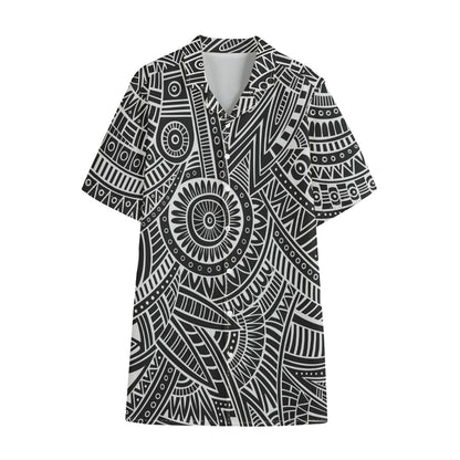 Hawaii Polynesian Tribal Print Cotton Hawaiian Shirt