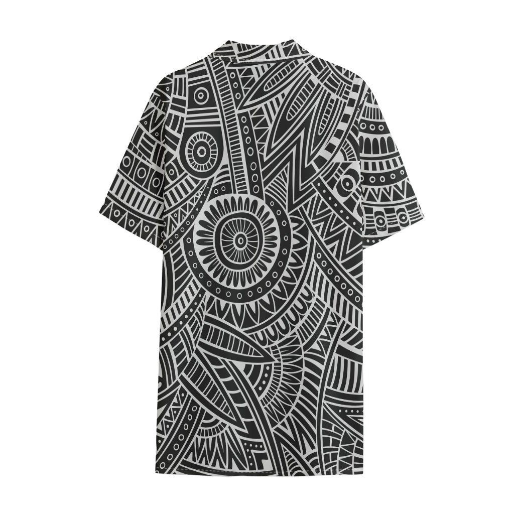 Hawaii Polynesian Tribal Print Cotton Hawaiian Shirt