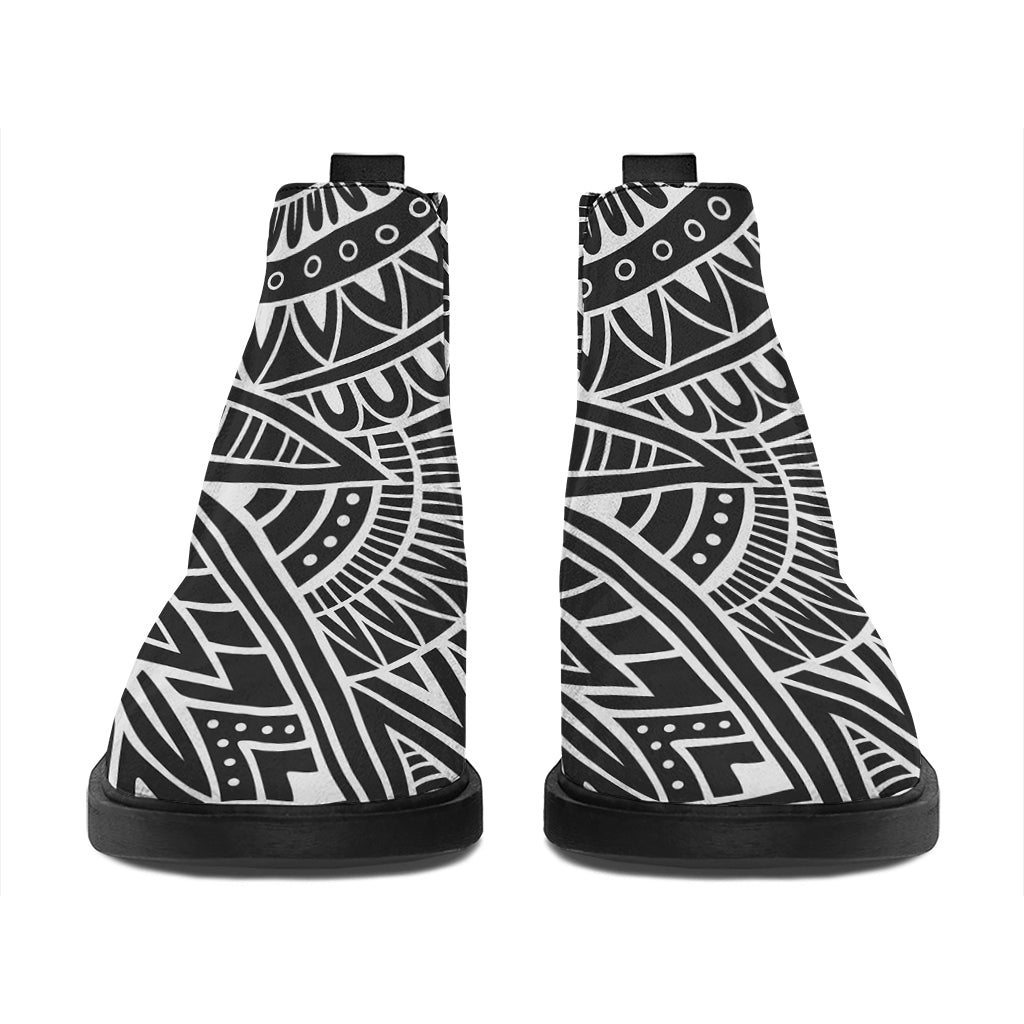 Hawaii Polynesian Tribal Print Flat Ankle Boots