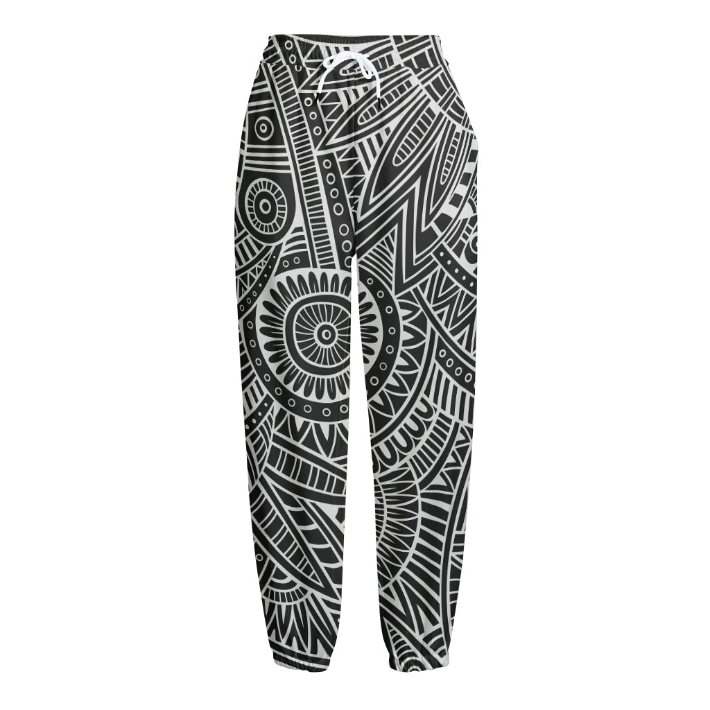 Hawaii Polynesian Tribal Print Fleece Lined Knit Pants