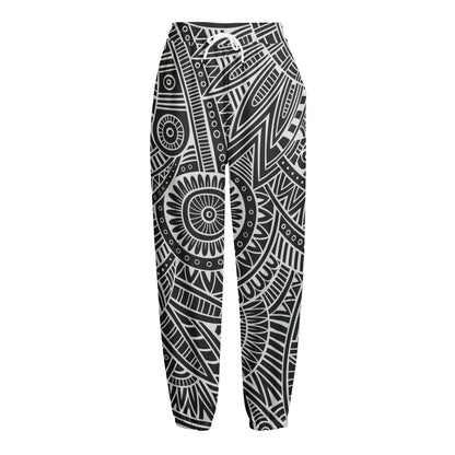 Hawaii Polynesian Tribal Print Fleece Lined Knit Pants