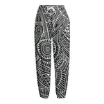 Hawaii Polynesian Tribal Print Fleece Lined Knit Pants