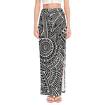 Hawaii Polynesian Tribal Print High Slit Maxi Skirt