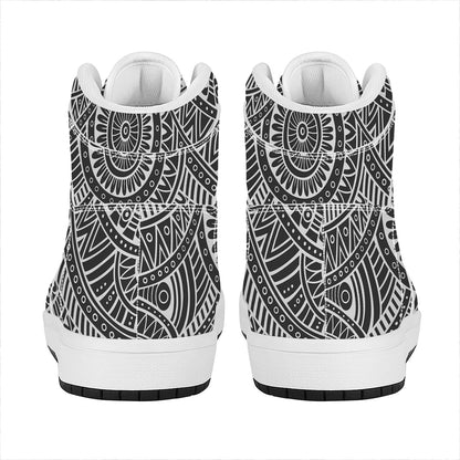 Hawaii Polynesian Tribal Print High Top Leather Sneakers