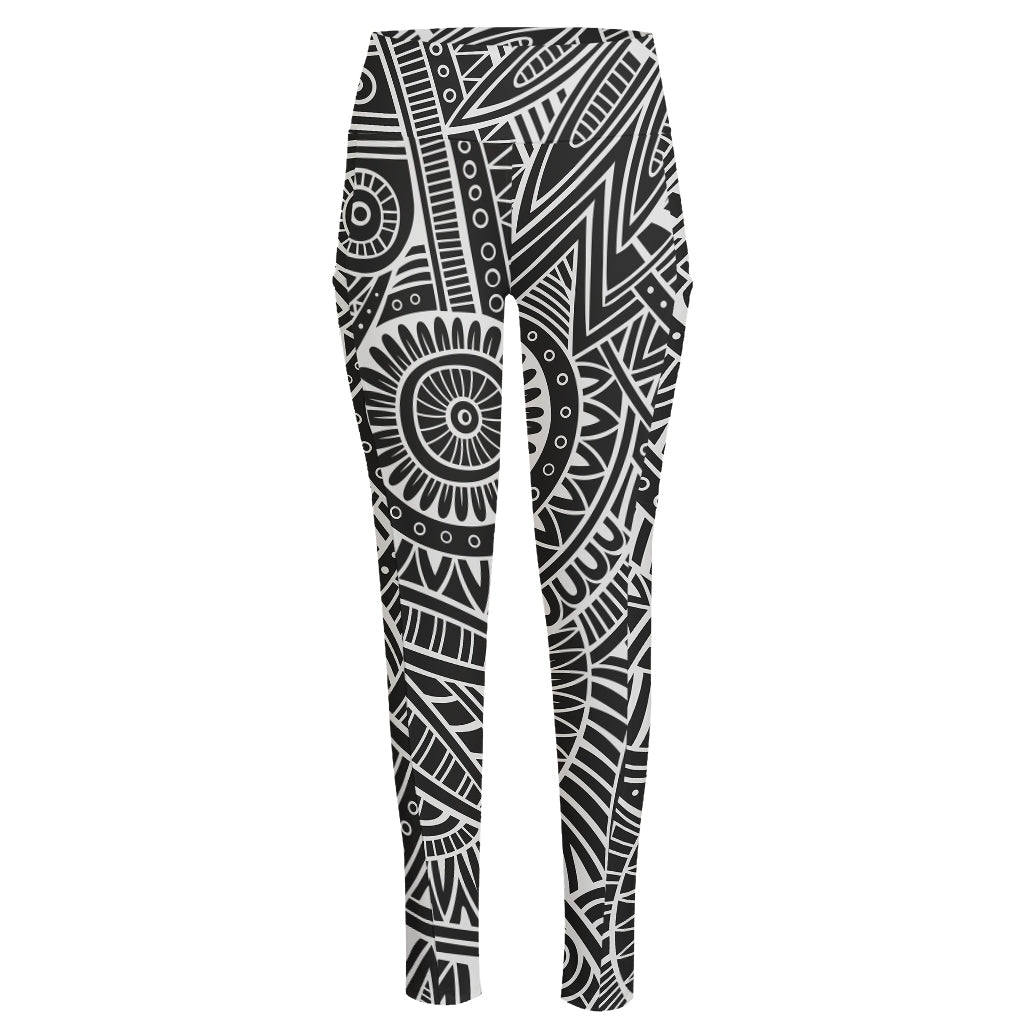 Hawaii Polynesian Tribal Print High-Waisted Pocket Leggings