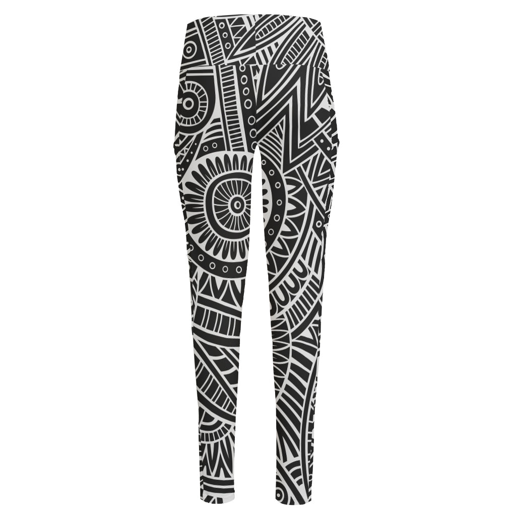 Hawaii Polynesian Tribal Print High-Waisted Pocket Leggings