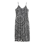 Hawaii Polynesian Tribal Print Jersey Midi Cami Dress