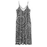 Hawaii Polynesian Tribal Print Jersey Midi Cami Dress