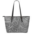 Hawaii Polynesian Tribal Print Leather Tote Bag With Zipper
