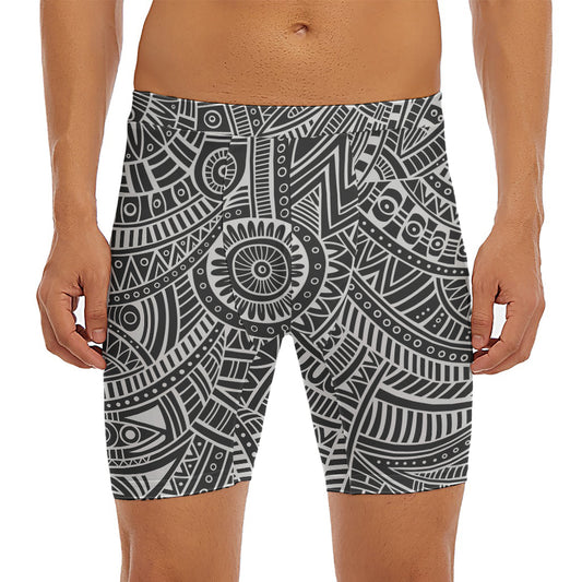 Hawaii Polynesian Tribal Print Men's Long Boxer Briefs