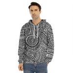 Hawaii Polynesian Tribal Print Men's Velvet Pullover Hoodie