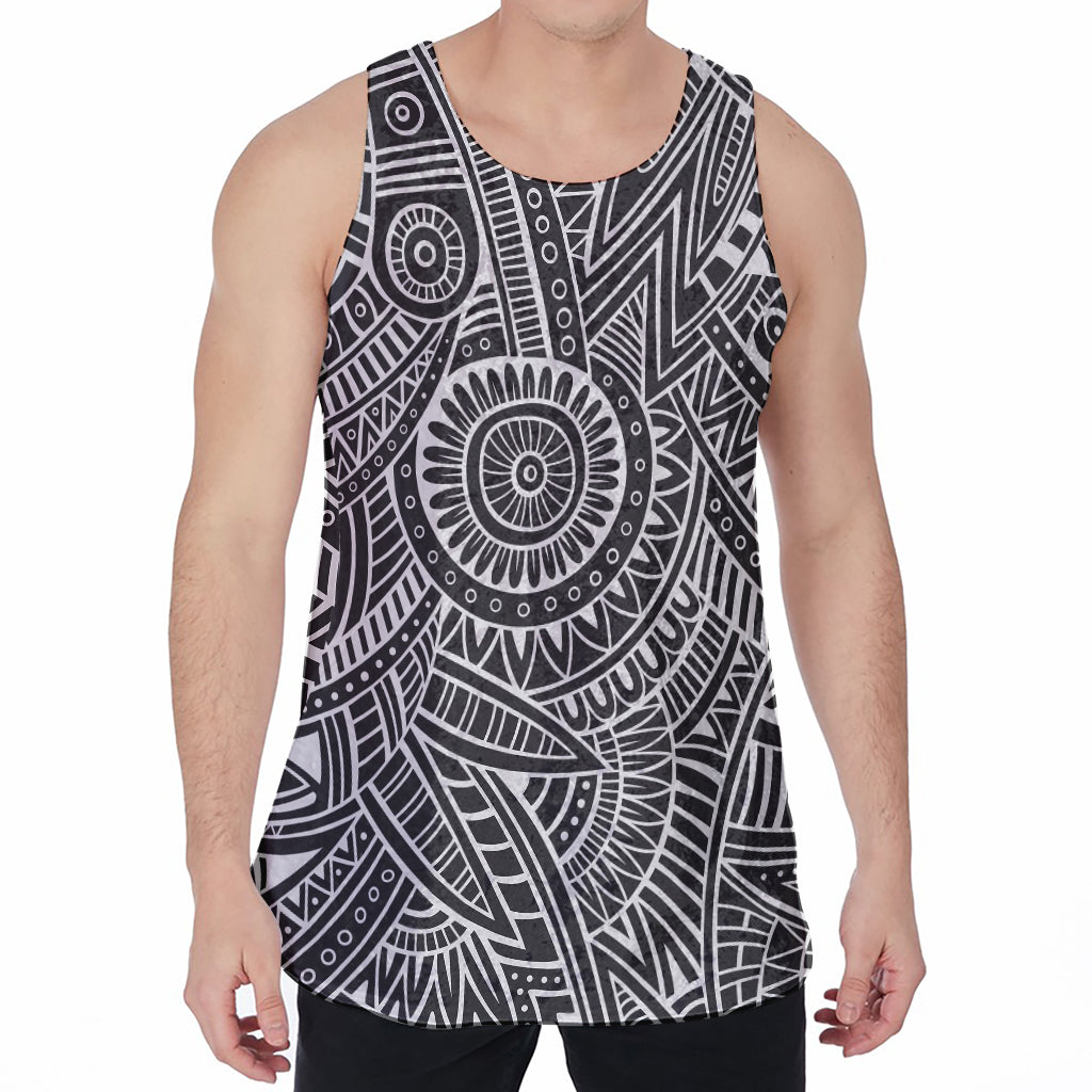 Hawaii Polynesian Tribal Print Men's Velvet Tank Top