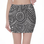 Hawaii Polynesian Tribal Print Pencil Mini Skirt