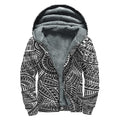 Hawaii Polynesian Tribal Print Sherpa Lined Zip Up Hoodie
