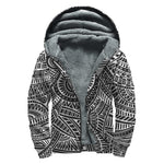 Hawaii Polynesian Tribal Print Sherpa Lined Zip Up Hoodie