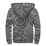 Hawaii Polynesian Tribal Print Sherpa Lined Zip Up Hoodie