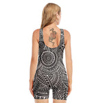 Hawaii Polynesian Tribal Print Sleeveless One Piece Swimsuit