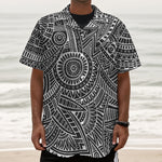 Hawaii Polynesian Tribal Print Textured Short Sleeve Shirt