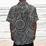 Hawaii Polynesian Tribal Print Textured Short Sleeve Shirt