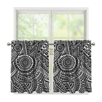 Hawaii Polynesian Tribal Print Tier Curtains