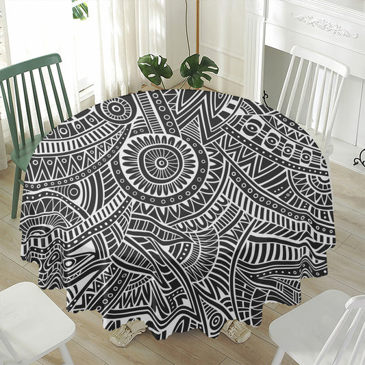 Hawaii Polynesian Tribal Print Waterproof Round Tablecloth