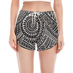 Hawaii Polynesian Tribal Print Women's Split Running Shorts