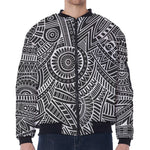 Hawaii Polynesian Tribal Print Zip Sleeve Bomber Jacket