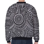 Hawaii Polynesian Tribal Print Zip Sleeve Bomber Jacket