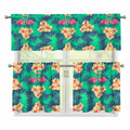 Hawaii Tropical Paradise Pattern Print 3 Piece Kitchen Curtains
