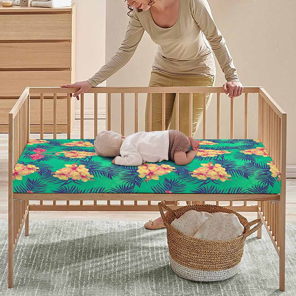 Hawaii Tropical Paradise Pattern Print Baby Crib Sheet