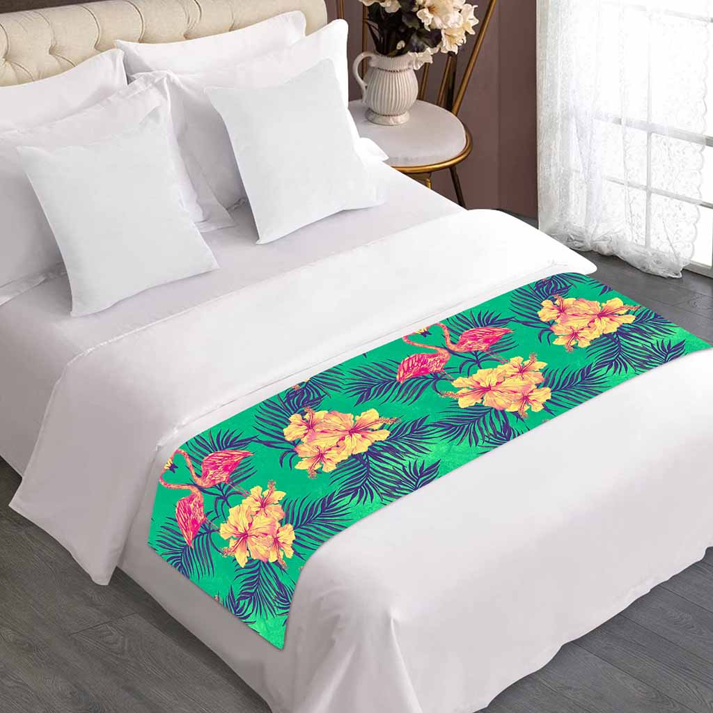 Hawaii Tropical Paradise Pattern Print Bed Runner