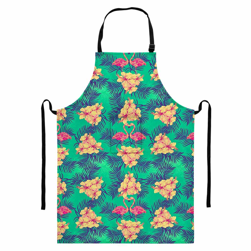 Hawaii Tropical Paradise Pattern Print Bib Apron With Pocket
