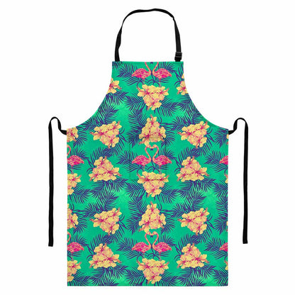 Hawaii Tropical Paradise Pattern Print Bib Apron With Pocket