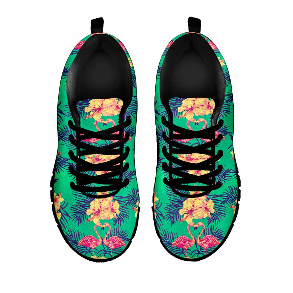 Hawaii Tropical Paradise Pattern Print Black Running Shoes
