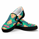 Hawaii Tropical Paradise Pattern Print Black Slip On Sneakers