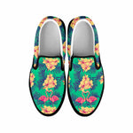 Hawaii Tropical Paradise Pattern Print Black Slip On Sneakers