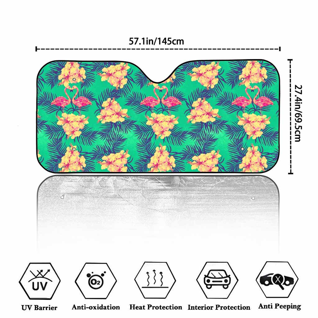 Hawaii Tropical Paradise Pattern Print Car Windshield Sun Shade