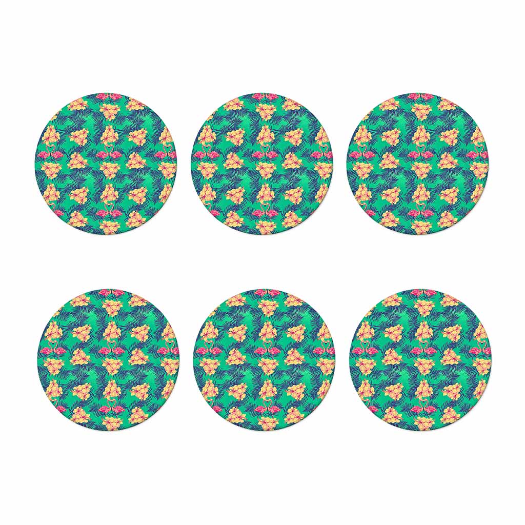 Hawaii Tropical Paradise Pattern Print Coaster Set