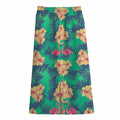 Hawaii Tropical Paradise Pattern Print Cotton Front Slit Maxi Skirt