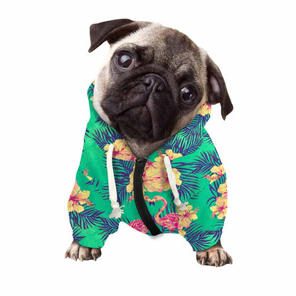 Hawaii Tropical Paradise Pattern Print Dog Zip Up Hoodie
