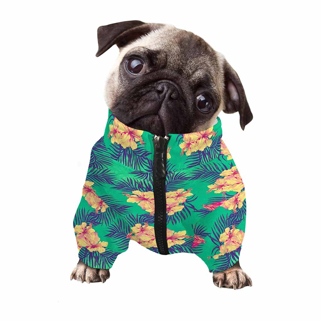 Hawaii Tropical Paradise Pattern Print Dog Zip Up Jacket