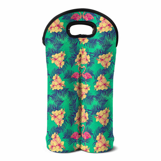 Hawaii Tropical Paradise Pattern Print Double Neoprene Wine Tote