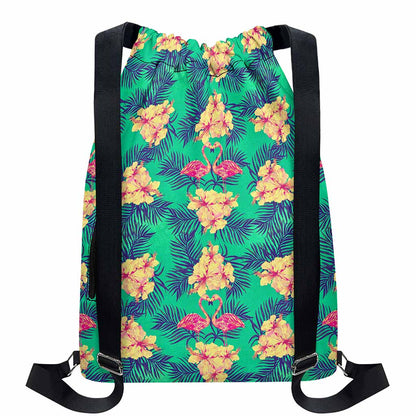 Hawaii Tropical Paradise Pattern Print Drawstring Backpack